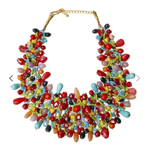 Rainbow Color Beaded Statement Necklace-FIRM PRICE - Picture 5 of 7